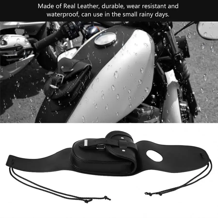

Fuel Tank Bag Real Leather Fuel Tank Chap Cover Panel Bag waterproof Universal for Motorcycle Sportster XL 883 1200 black
