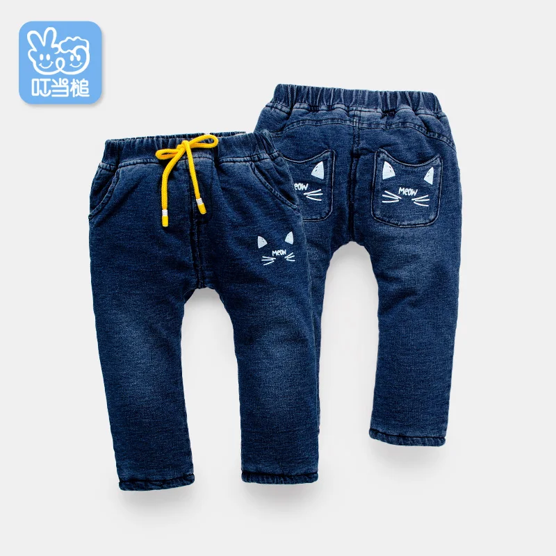 

Dinstry Boys Girls Pants autumn winter warm wear children Sports Trousers babys' Casual jeans
