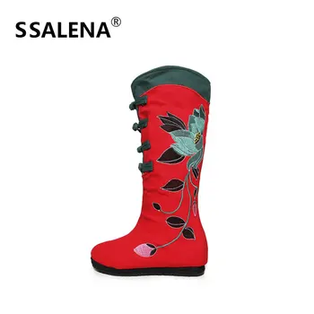 

Women Mid Calf Fashionable Boots Female Round Toe Floral Comfort Shoes Ladies Soft Rubber Boots High Quality AA60925