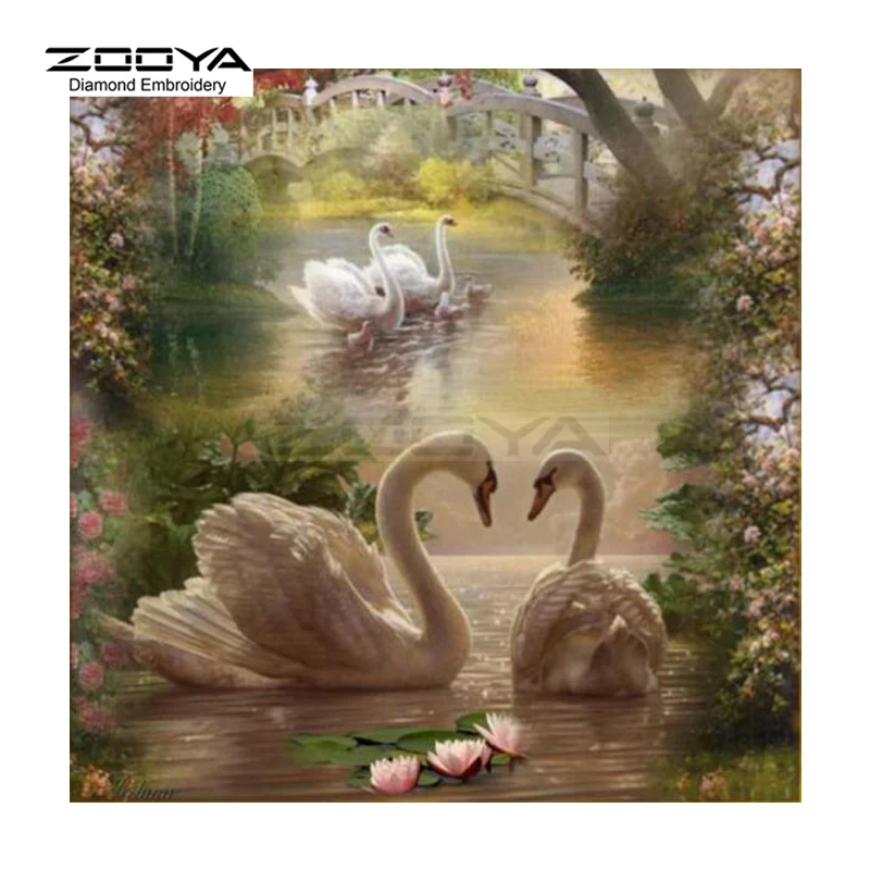 

ZOOYA Diamond Embroidery 5D DIY Diamond Painting Swan Lover Landscape Diamond Painting Cross Stitch Rhinestone Mosaic BJ1536