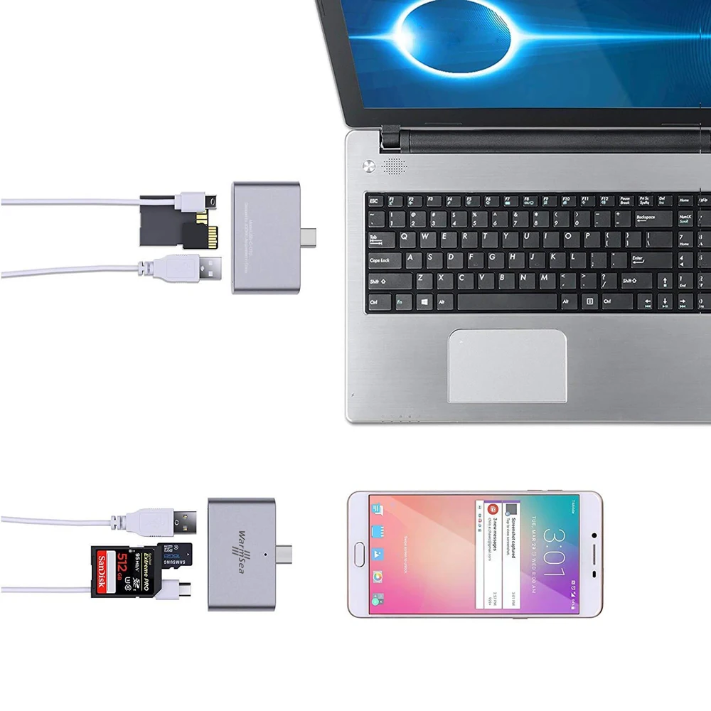 Usb type C кардридер USB C концентратор Thunderbolt 3 адаптер USB-C USB OTG TF SD Micro USB для Macbook Pro samsung S10 S9 S8 huawei