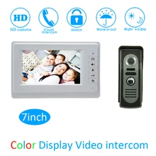 (1 Set) Smart Home Door Access Color Monitor Intercom System HD Camera 7″ Video Door Phone Waterproof Doorbell Calling System