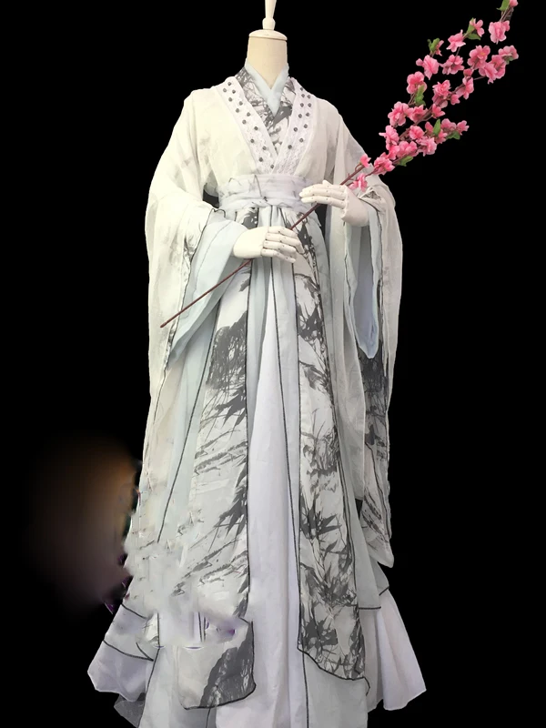 Мужской костюм с бамбуковым принтом Duan Yu Hanfu Cos RunYu Mei Changsu Bai ZiHua для ТВ игр аниме