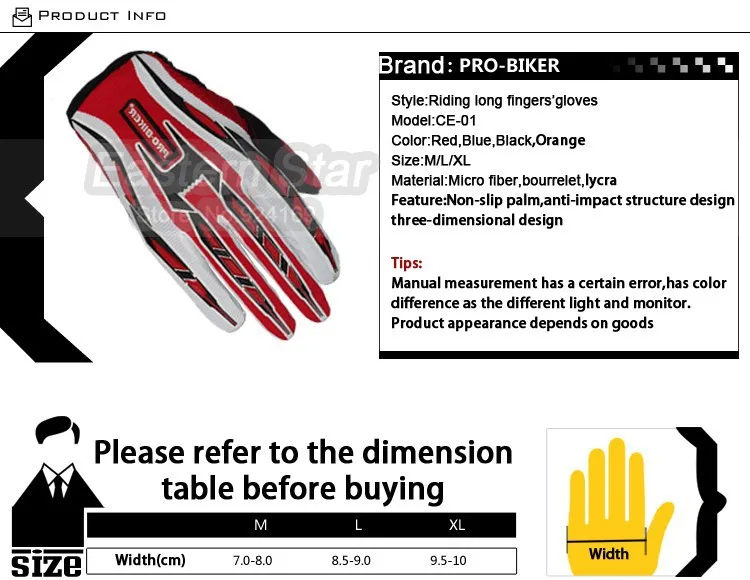 PRO-BIKER moto rcycle перчатки, luvas moto полный палец велосипед мужские велосипедные перчатки C-01
