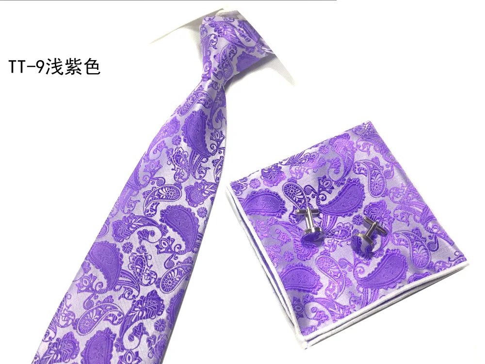 Мужской галстук новый Пейсли кешью цветок серии галстук Квадратные Запонки Комплект из трех предметов