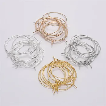 

50Pcs/lot Circle Loop Earring Hoops Clasp Base Ear Wire Hoop DIY Craft Earring Open Beading Big Circle Jewelry Making Findings