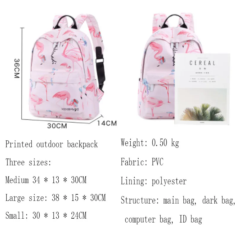 New ladys mountaineering bag casual printing shoulder bag Pink women sports bag 3 sizes waterproof sports travel backpack B31
