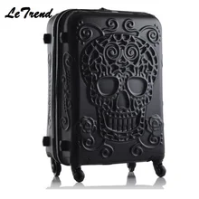 Новая мода 19/24/28 дюймов Великобритания 3D с принтом «череп», прокатки Чемодан Для женщин тележка 19 дюймов чемодан чемоданы дорожная сумка багажник