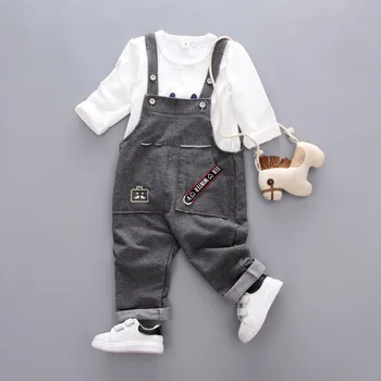 New 2018 Baby Boy Girls Clothing Sets Spring Autumn Cartoon Smiley face Shirts + Bib Pants 2pcs Boys Girls Kids Clothes Suits