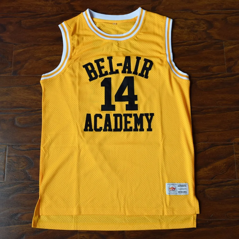 MM MASMIG Will Smith #14 Bel-Air Academy Basketball Jersey Stitched Yellow