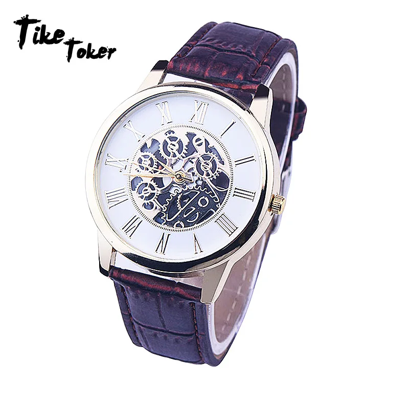 Tike Toker мужские часы Rreloj Hombre золотые полые роскошные повседневные стальные