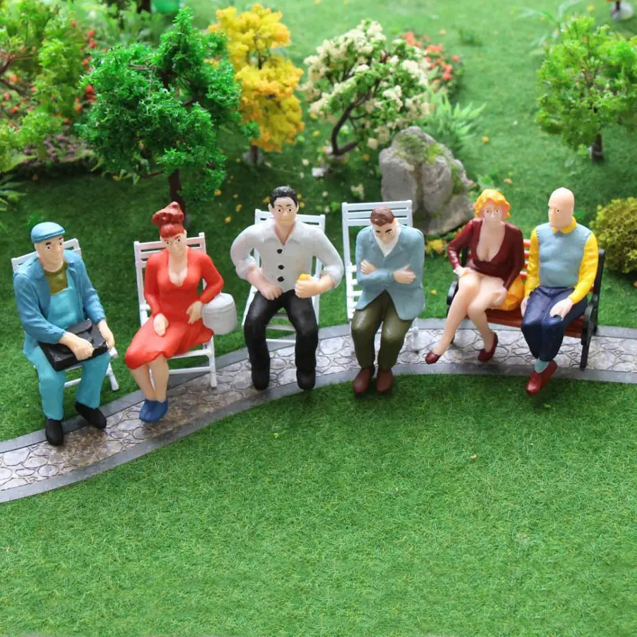 

P2507 6pcs G scale Figures 1:22.5-1:25 All Seated Painted People Model Railway