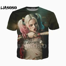 LIASOSO Харли Квинн футболка в Мужские Женские футболки Супермен Дэдпул джокер футболка Homme 3D футболки хип хоп A046-72