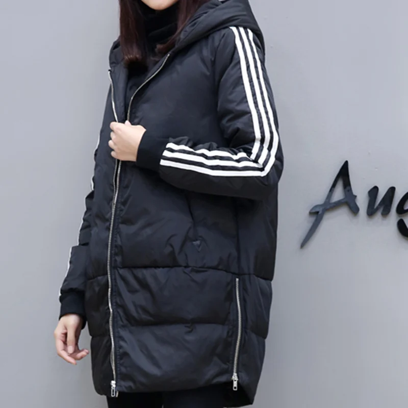 Woxingwo winter clothes  fat increase code female sister fat 100kg medium long coat cotton padded parkas