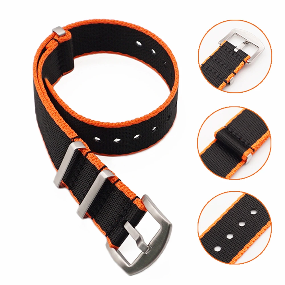 Hight Quality NATO's Style SeatBelt Nylon Watch Straps 20mm 22mm Nato Strap For James Bond Military Watch Replacemet Black