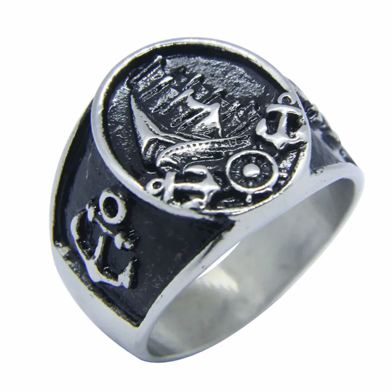 1pc Dropship Cool Anchor Boat Ring 316L Stainless Steel Fashion Biker Hiphot Style Ship Ringin