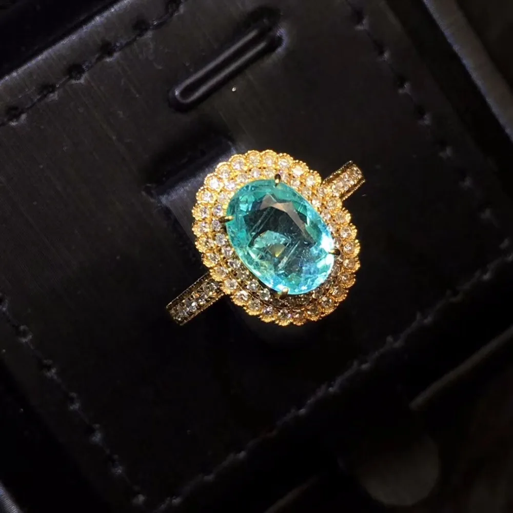 Fine Jewelry AGL Pure 18 K Gold Jewelry Natural Green Blue Paraiba Tourmaline Gemstones 1.66ct Female Rings for women Fine Ring
Fine Jewelry AGL Pure 18 K Gold Jewelry Natural Green Blue Paraiba Tourmaline Gemstones 1.66ct Female Rings for women Fine Ring