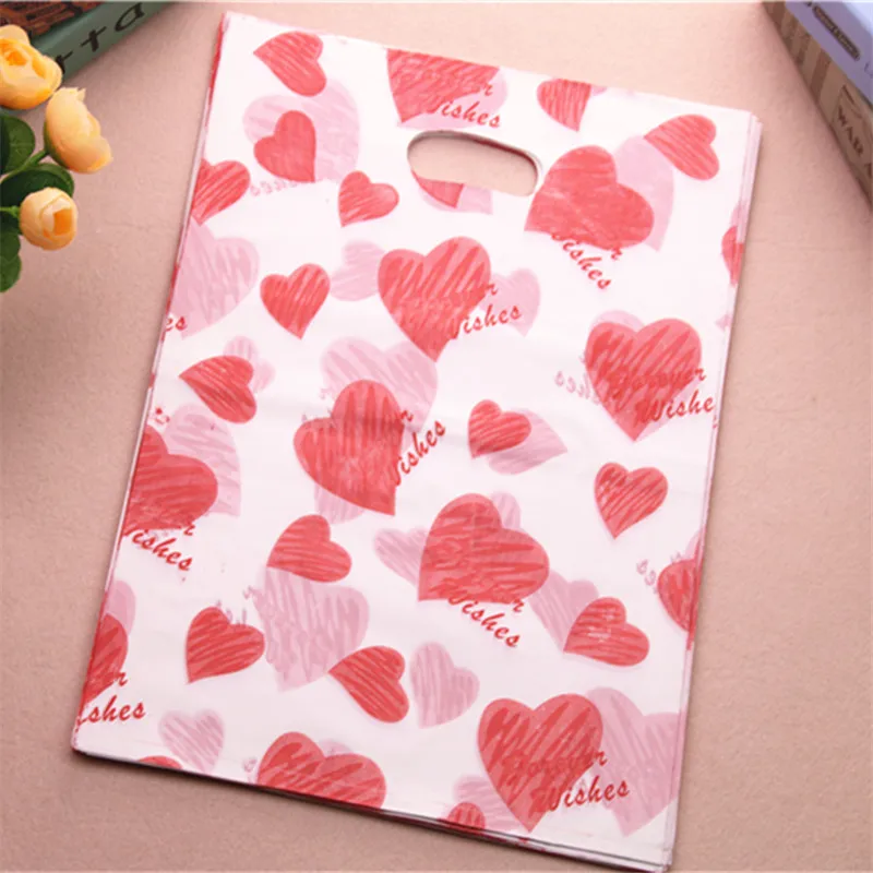 2021 New Design Wholesale 100pcs/lot 30*40cm Luxury Large Red Sweet Heart Packaging Bags Plastic Wedding Gift | Дом и сад