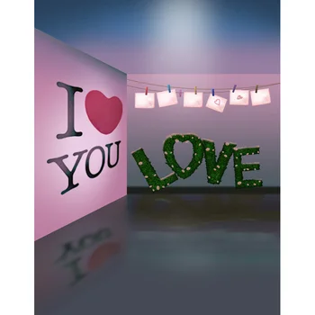 

TR Wedding Photo Studio Backgrounds Bright Pink Wall I Love You Pattern Romantic Photo Backdrops 6x10ft Custom Vinyl Cloth Props