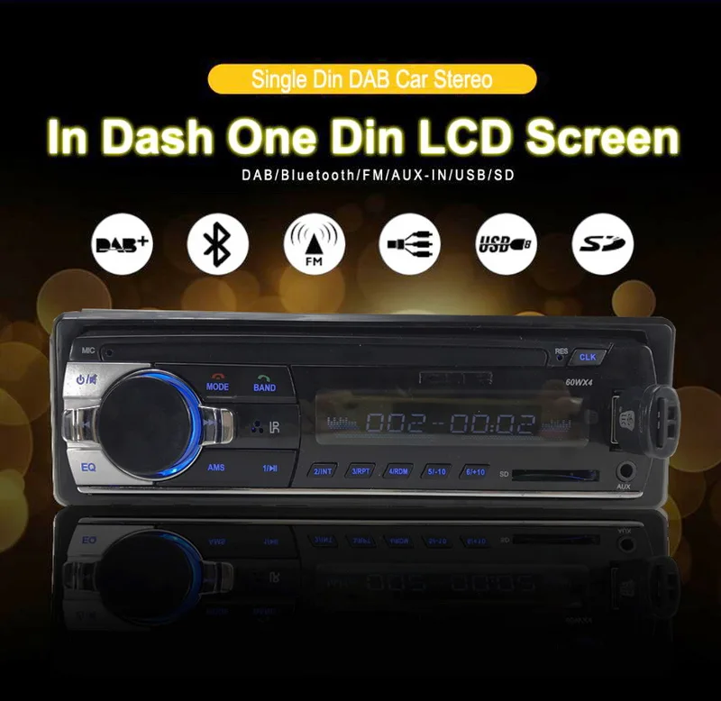 Автомагнитола Аудио MP3 радио кассетный плеер DAB+ Car Audio 1 DIN Bluetooth Автомобильный радиоприемник RDS ЖК-дисплей Слот USB и SD-кар