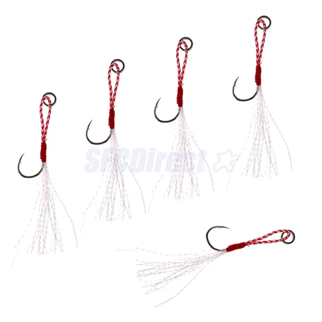 5Pcs Deep Sea Fishing Assist Hooks Worm Barbed Hooks Live Baits Hooks with PE Line 13# 15# 17#