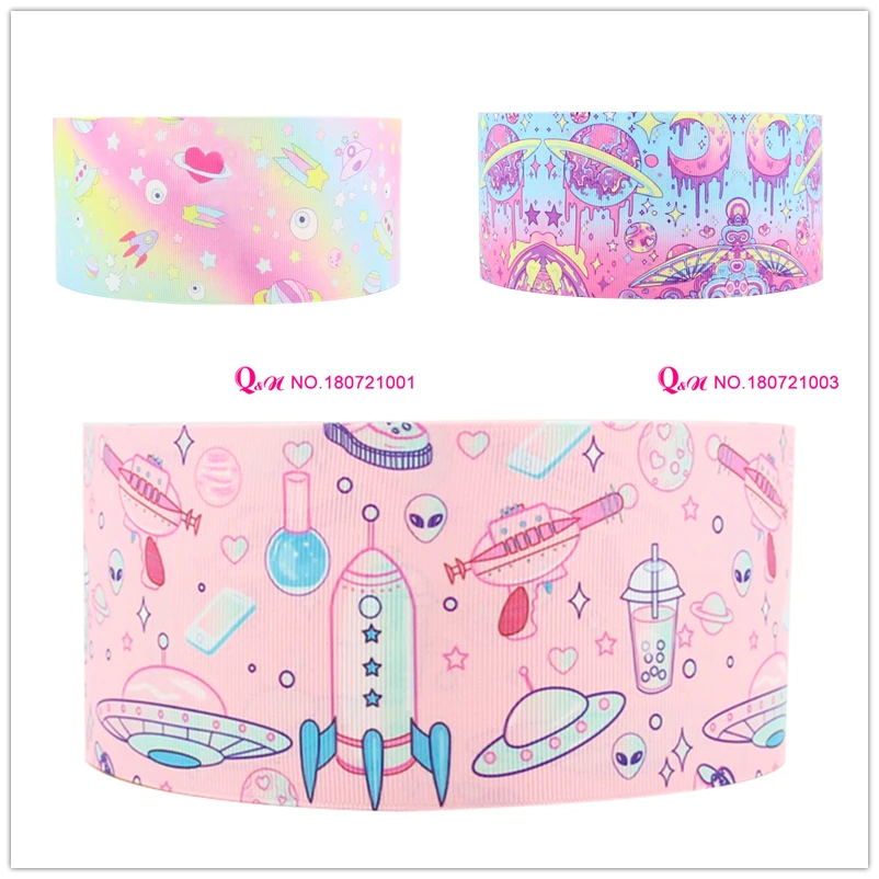 

10 yards lot 22mm 38mm 75mm 180720004 planet design printed grosgrain ribbon for hairbow