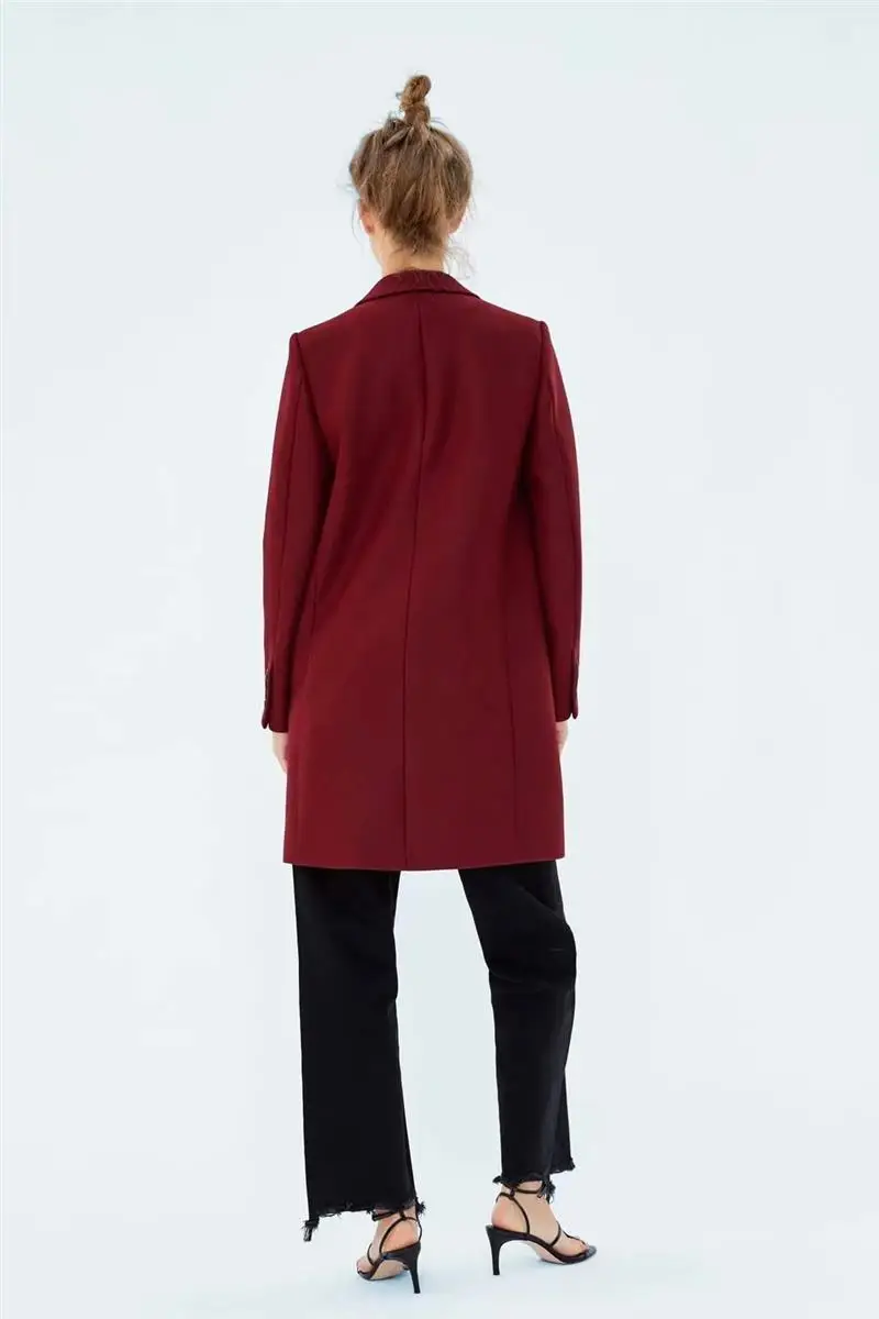 Las mujeres de invierno rojo largo abrigo de lana, una elegante botón Oversize Parka abrigo cappotto donna abrigos para mujer invierno 2019 - 5