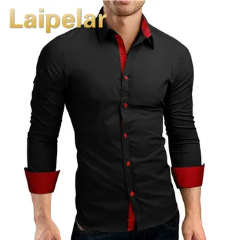 

Laipelar Men Shirt Brand 2018 Male High Quality Long Sleeve Shirts Casual Hit Color Slim Fit Black Man Dress Shirts 4XL
