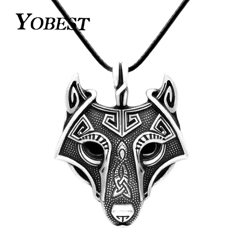 

YOBEST Norse Vikings Pendant Necklace Norse Wolf Head Necklace Original Animal Jewelry Wolf Head