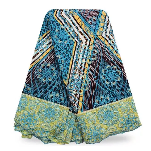 (6 ярдов/шт) Y11 13A12 африканский bestickt вакс Spitze стофф меха Party Kleid nigerianischen гипюр stoff nahen
