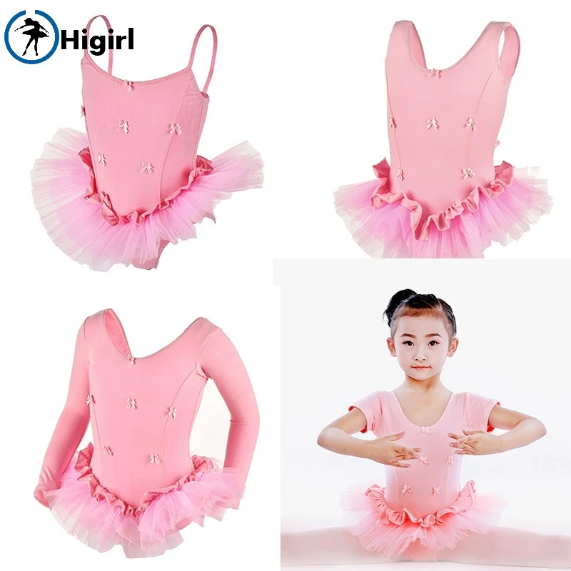 Children Long Sleeve Ballet Tutu Kids Pink Tank&Camisole Training Practicing Ballet Tutu Dress Girls  CT2037
