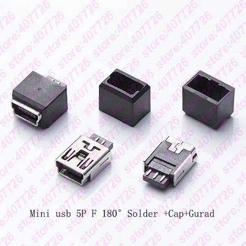 

10Sets Mini USB Female Connector DIP Mini USB Jack 2.0 5PIN Plug Socket With Plastic Cover For Kinds of DIY Soldering