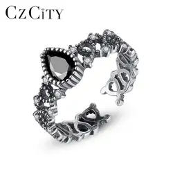 CZCITY новое ретро тайское серебристое Открытое кольцо для женщин 925 стерлингового серебра ювелирные украшения Серебряные кольца 925 пробы де