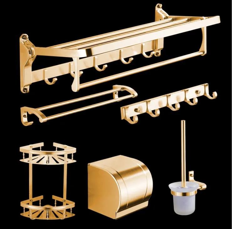 Antique Brushed Bathroom Accessories European Gold Space Aluminum