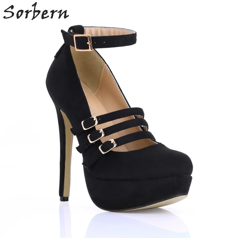 

Sorbern Ankle Straps Round Toe Platform Women Designers Shoes 2018 Custom Brown Shoes Woman Ol Pump Ladies Shoes With Heels
