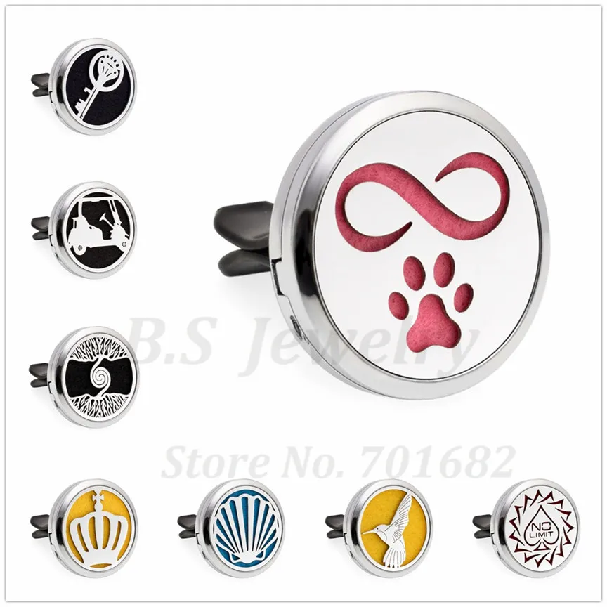 

Silver Logos Paw/Key/Hummingbird (30mm) Magnetic Diffuser Car Aromatherapy Locket Essential Oil Car Diffuser Lockets free 10pads