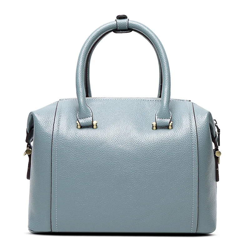 Высококачественные Женские сумки из натуральной кожи, сумка через плечо, повседневные сумки-мессенджеры, одноцветные женские сумки - Цвет: Небесно-голубой