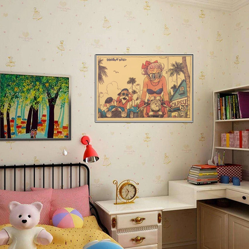 Плоский стикер на стену Dragon Ball Biking beauty плакат на крафт-бумаге бар Спальня, декоративные рисунки картина на старой бумаге стикер на стену 50,5X35 см