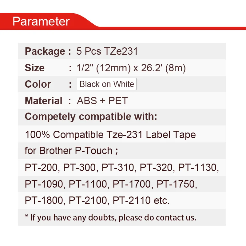 HWDID TZ231 TZ TZe 231 for Brother P touch Printer label maker tape 12mm Black on 3