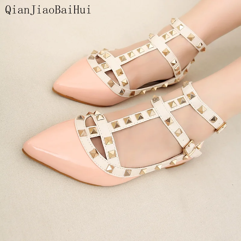 

Punk River Flat Shoes Retro Roman Band Boat Shoe for Women Flats Point Toe Casual Red White Black Pink Gladiator Flats Size 40