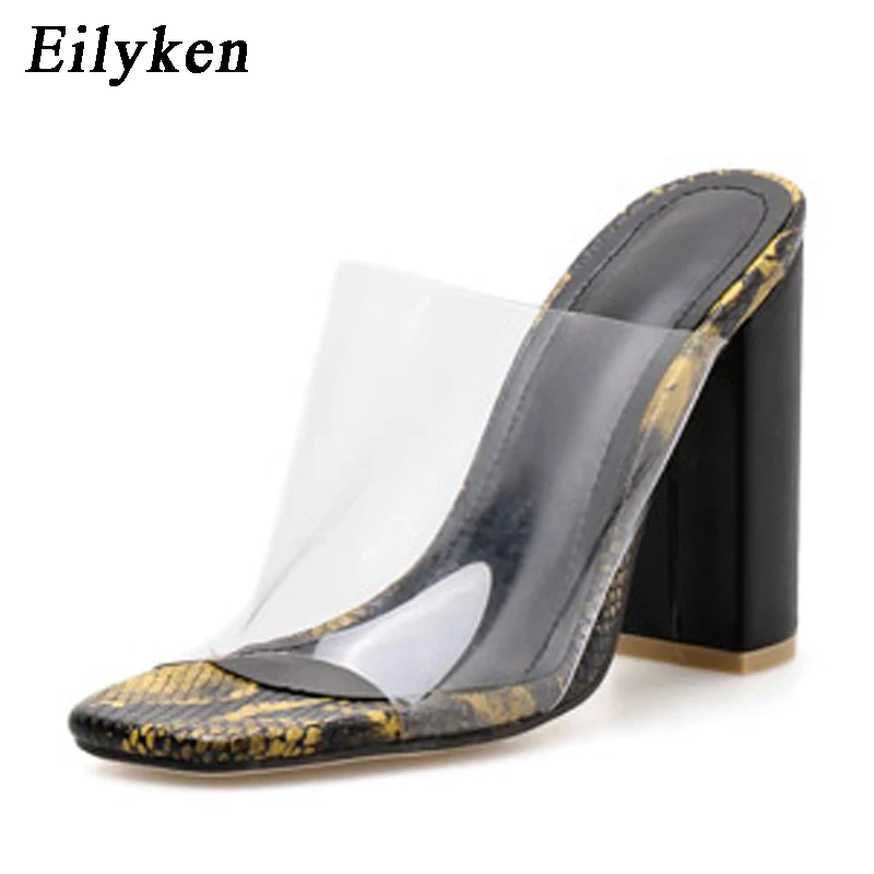 Eilyken/пикантные прозрачные женские шлепанцы из ПВХ; летние модные вечерние туфли на каблуке; женские сандалии-гладиаторы; Размеры 35-40
