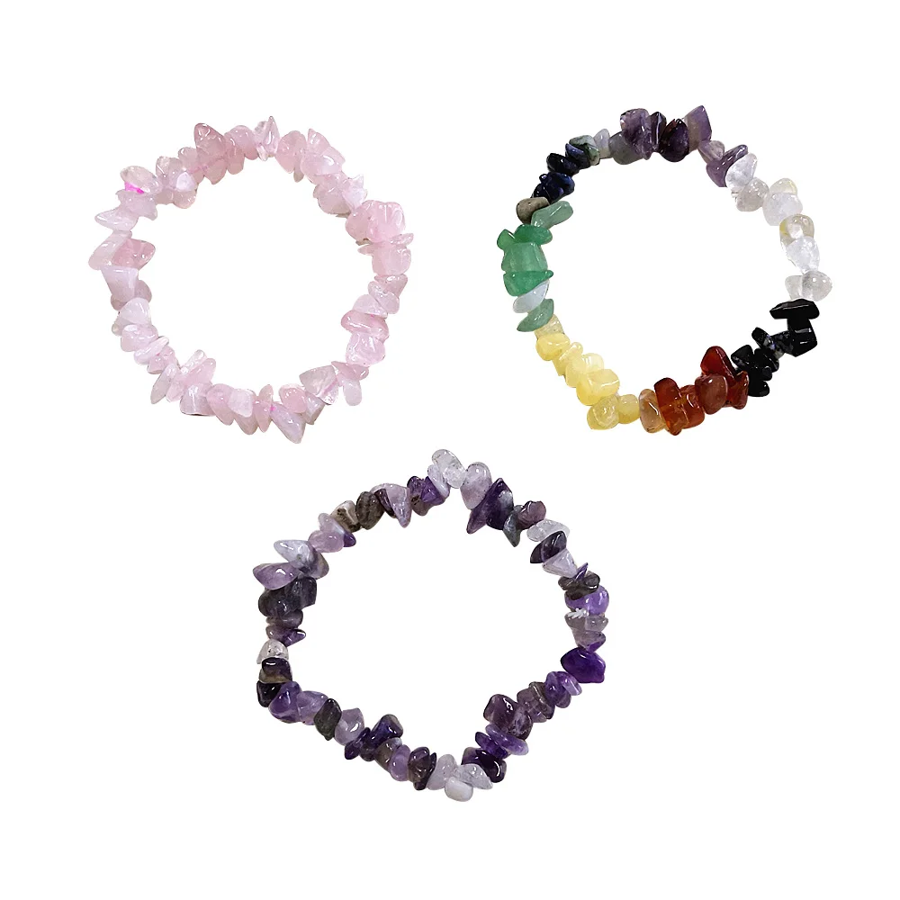 

1PC Bracelets Bangles With Irregular Natural Stone Stretch Bracelet Female for Women Jewelry Amethysts Crystal Colorful Bracelet