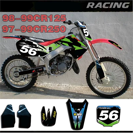 

Motorcycle Customizable Number Full Stickes For Honda CR 125 250 CR125 1998-1999 CR250 1997-1999 GRAPHICS BACKGROUNDS DECALS