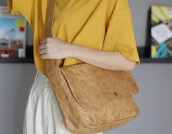 Корейская версия ретро почтальона сумка на плечо модная старая моющаяся сумка-мессенджер простая сумка из крафт-бумаги