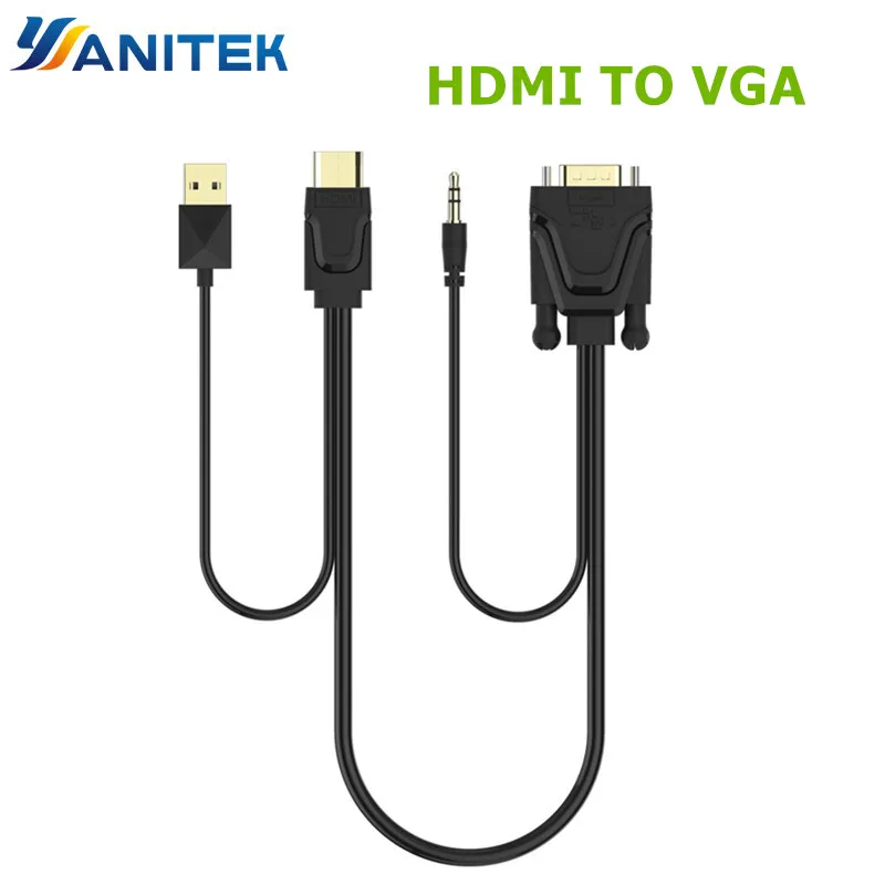 HDMI конвертер VGA кабель адаптер с 3,5 мм аудио адаптер HDMI VGA с USB Мощность для Xbox 360 PS3 ноутбука ТВ к проектору