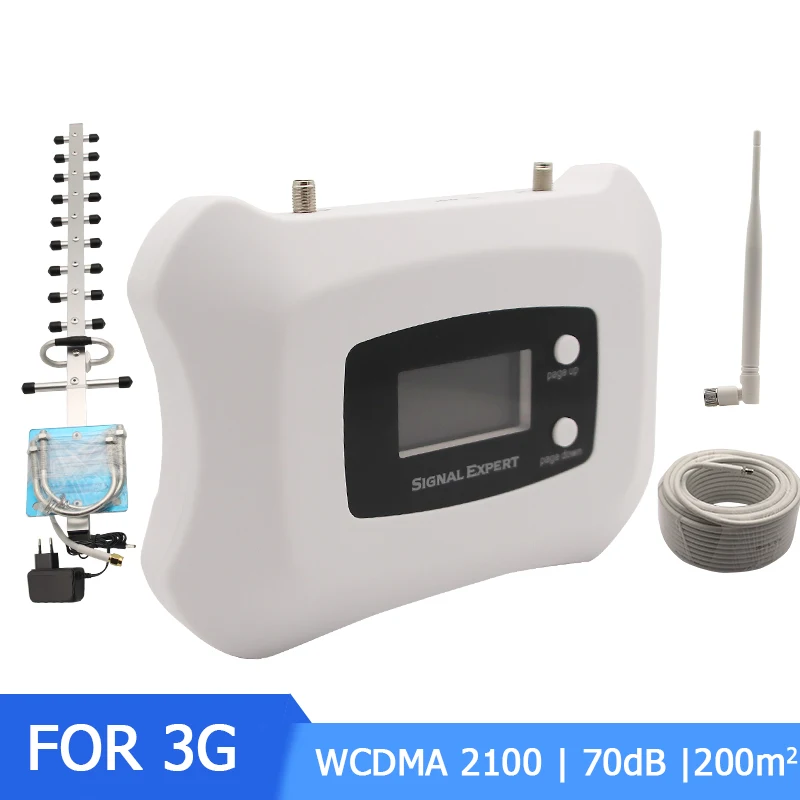 

WCDMA UMTS 3G 2100MHz cellphone signal repeater 3g cellular signal booster amplifier LCD Display with Whip+Yagi Antenna Kits -