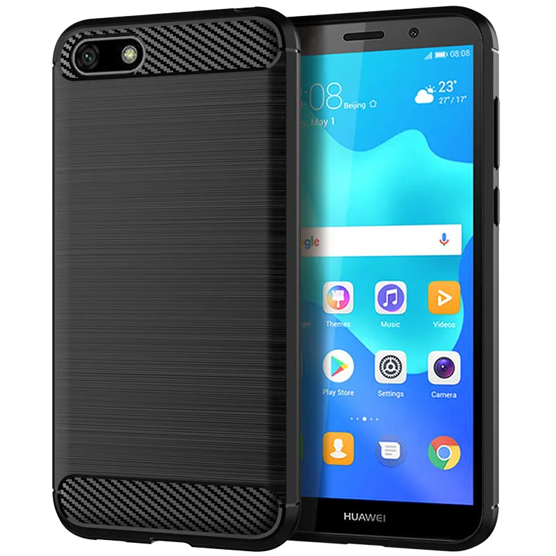 Carbon Case For Huawei Y5 Pro 2018 Cover Silicone Bumper Soft Huaiwe Prime Phone Armor Shell |