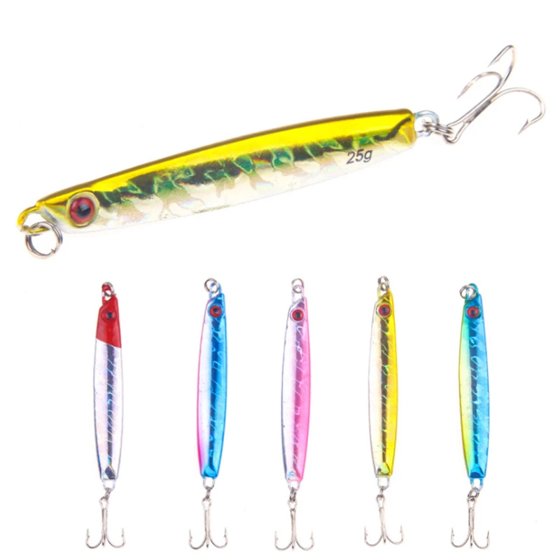 

2pcs 8cm 25g Fishing Jigs Slow Shake Metal Jig Fishing Lure With Sharp Hook Iron Plate Long Shot Laser Baits For Lake