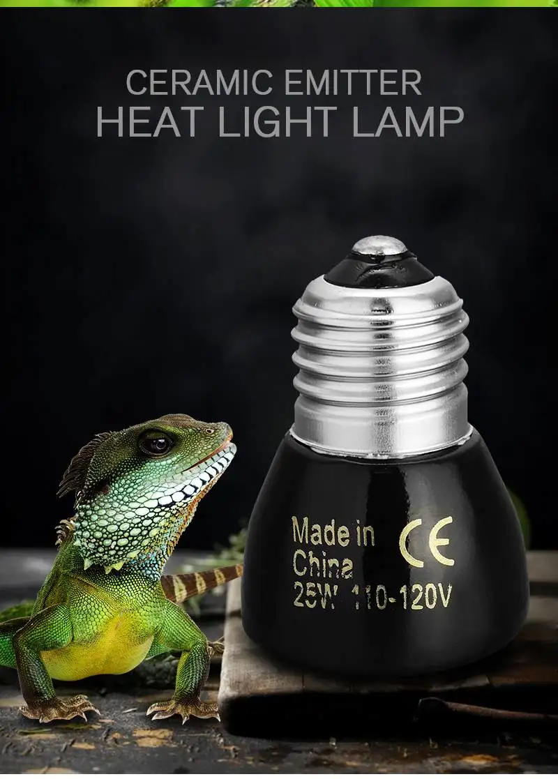 Мини Инфракрасный Керамический Излучатель нагревательный светильник 45 мм Тепловая лампа Черная 25 Вт 50 Вт 75 Вт 100 Вт для питомцев рептилий 110 В/220 В