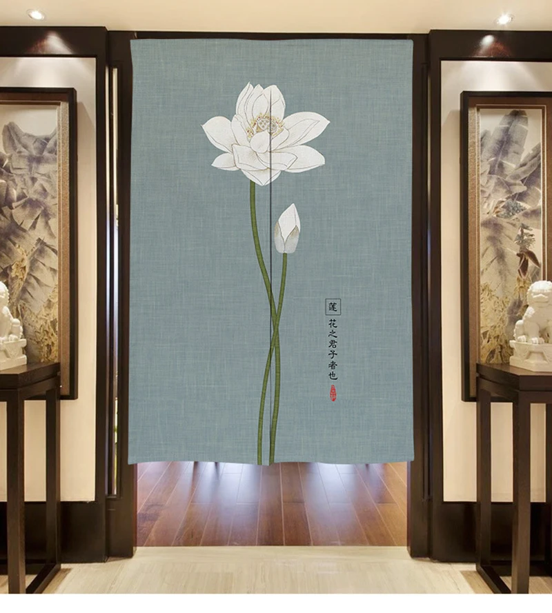 1PCS Ink Painting Chinese Japan Style Door Curtains Decorative Door Curtains Home Decor Kitchen Door Curtains RodPocket HM019#30